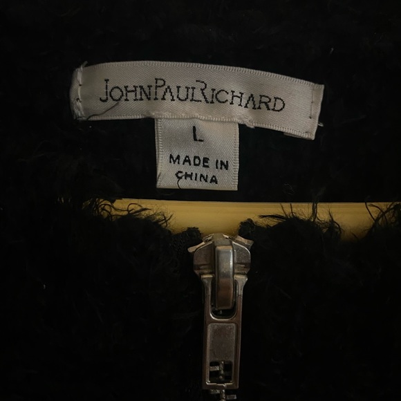 Fuzzy soft zip up sweater BLACK - Picture 4 of 4